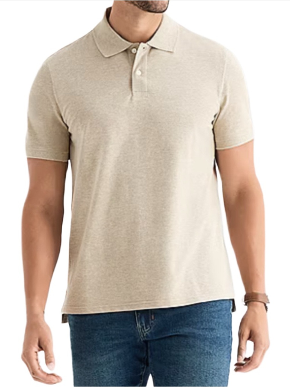 JCPENNEY Men's Cream Colored Short Sleeve Polo Large